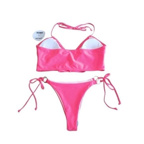 NEW EALER women's pink push up low rise triangle sexy bikini L - Picture 4 of 7